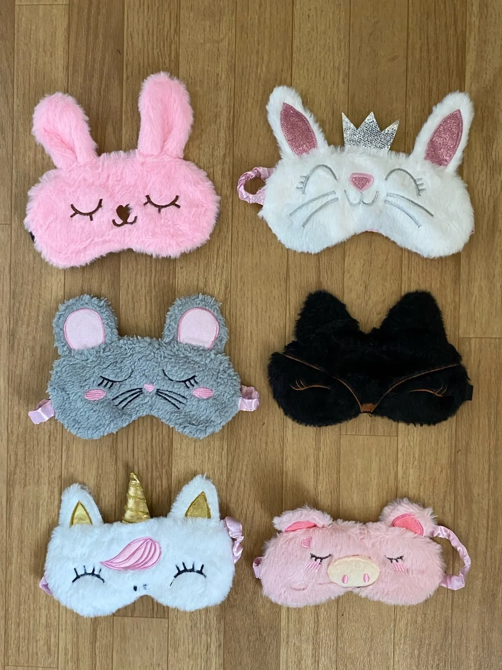 Sleepover Plush Kids Sleep Masks Set of 6 NWOT